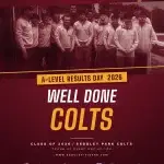Sedgley Park Tigers Colts squad in club quarter-zips outside the clubhouse, marking A-Level results day 2026