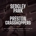 Sedgley Park RUFC fixture graphic - Sedgley Park versus Preston Grasshoppers, pre-season friendly away at Lightfoot Green, Saturday 15 August, 1st and 2nd XV