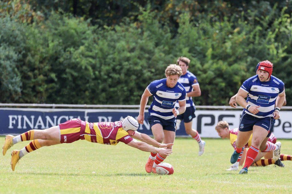 Sedgley Park player dives for the line against Sheffield at Park Lane