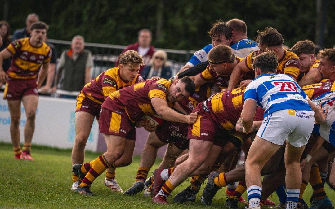 Sedgley Park Tigers forwards drive a maul forward against the Tynedale pack at Park Lane