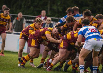 Sedgley Park Tigers forwards drive a maul forward against the Tynedale pack at Park Lane
