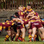 Sedgley Park forwards drive a maul at Cross Green against Otley
