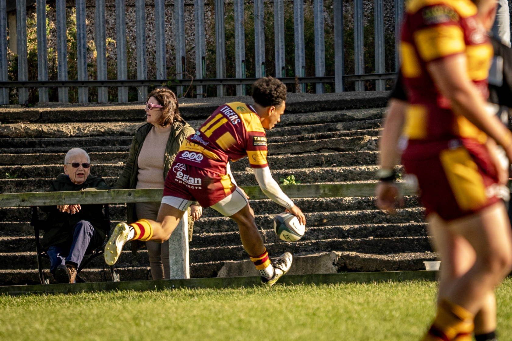 Sampson Shute touches down in the corner for Sedgley Park at Otley