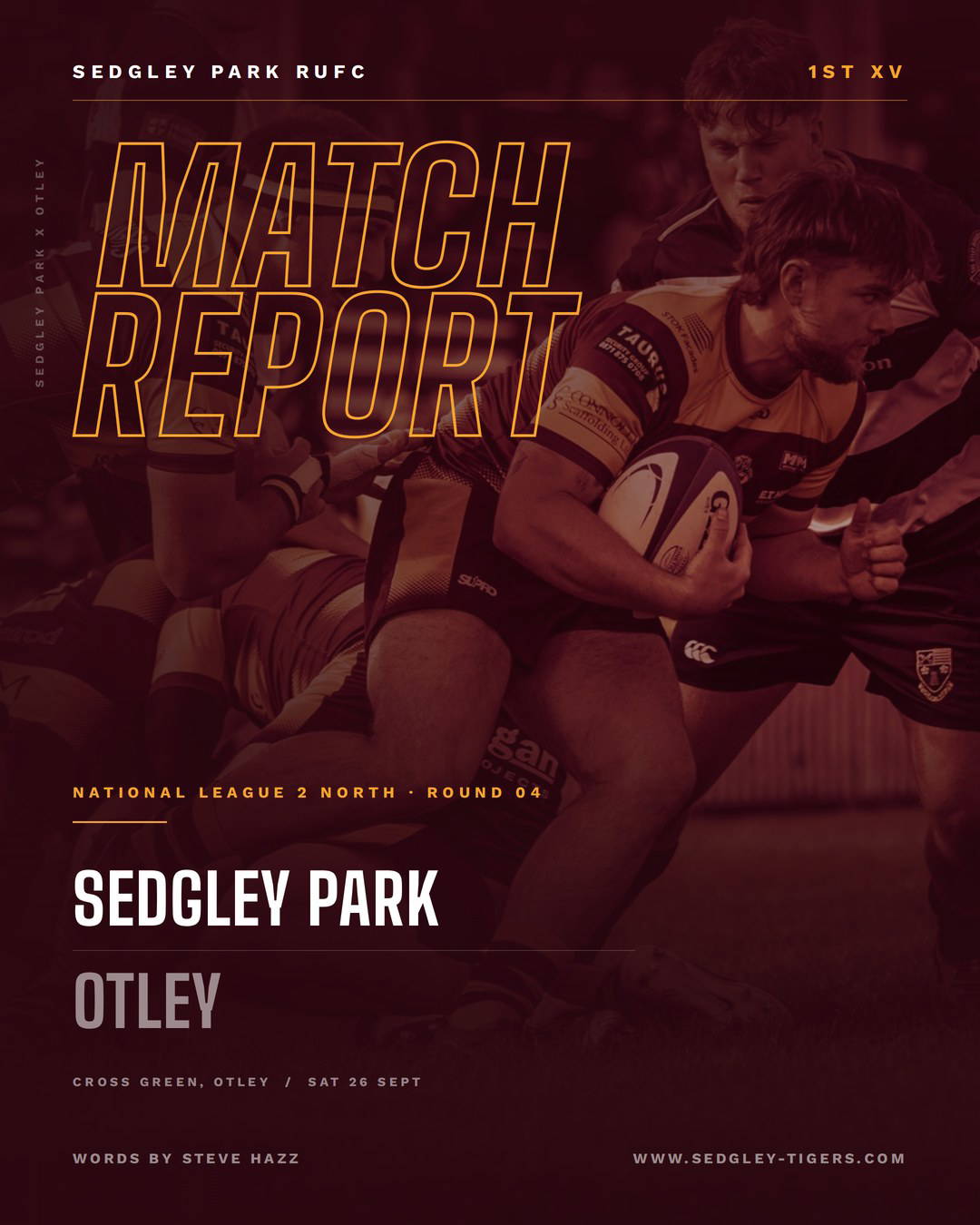 Sedgley Park match report flyer, Sedgley Park at Otley, National League 2 North Round 04