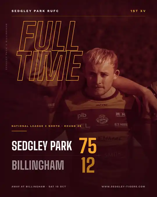 Full time at Billingham, Sedgley Park 75 Billingham 12, Round 06 of National League 2 North